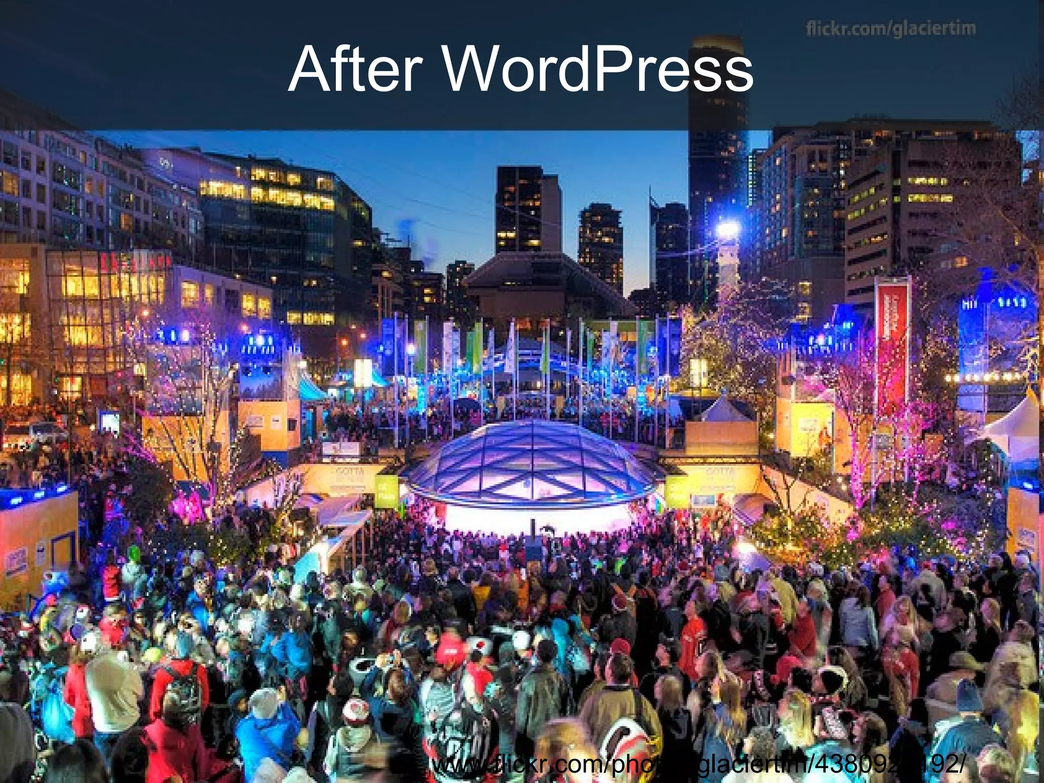 After WordPress
www.flickr.com/photos/glaciertim/4380929192/
 