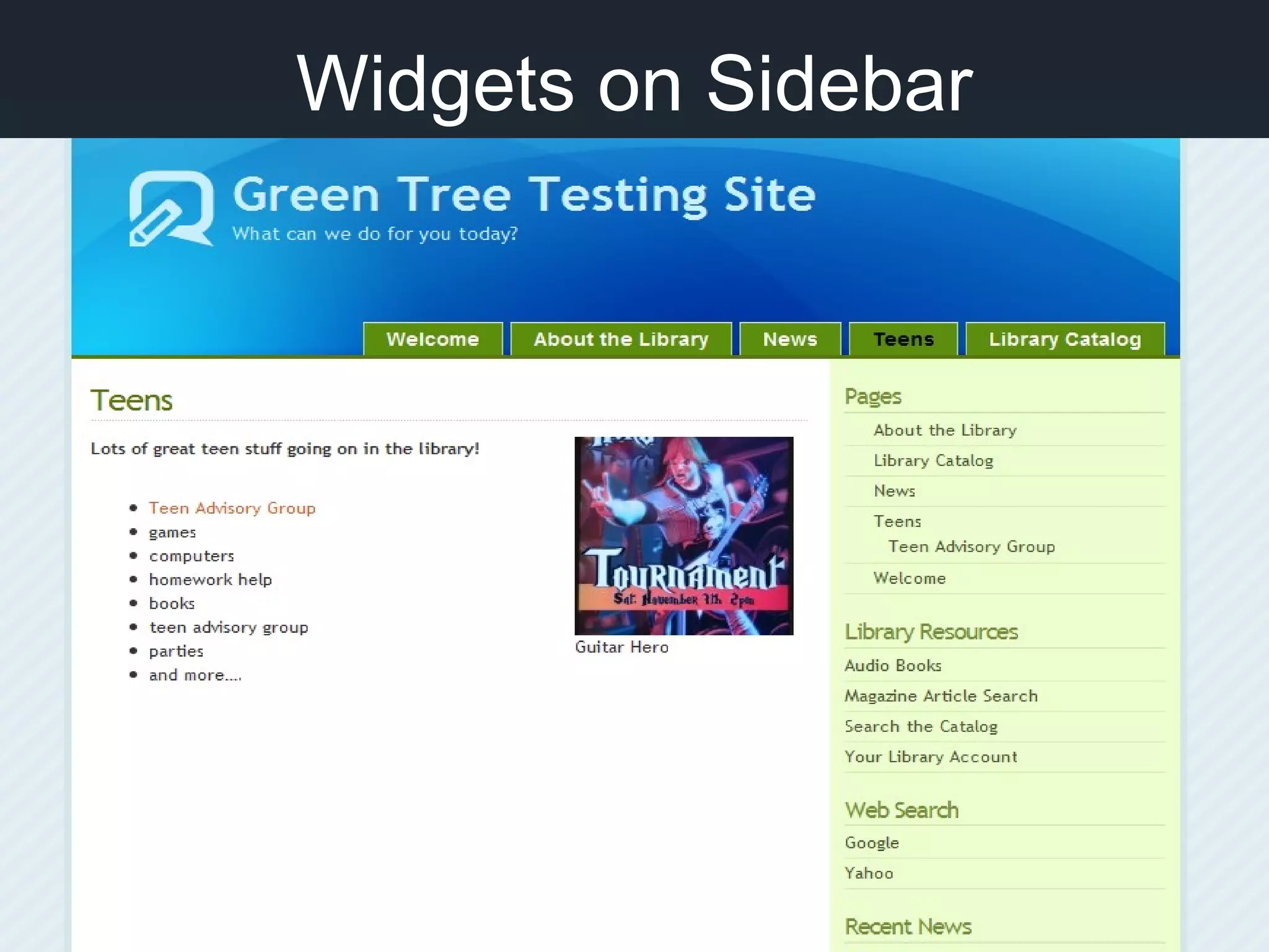Widgets on Sidebar
 