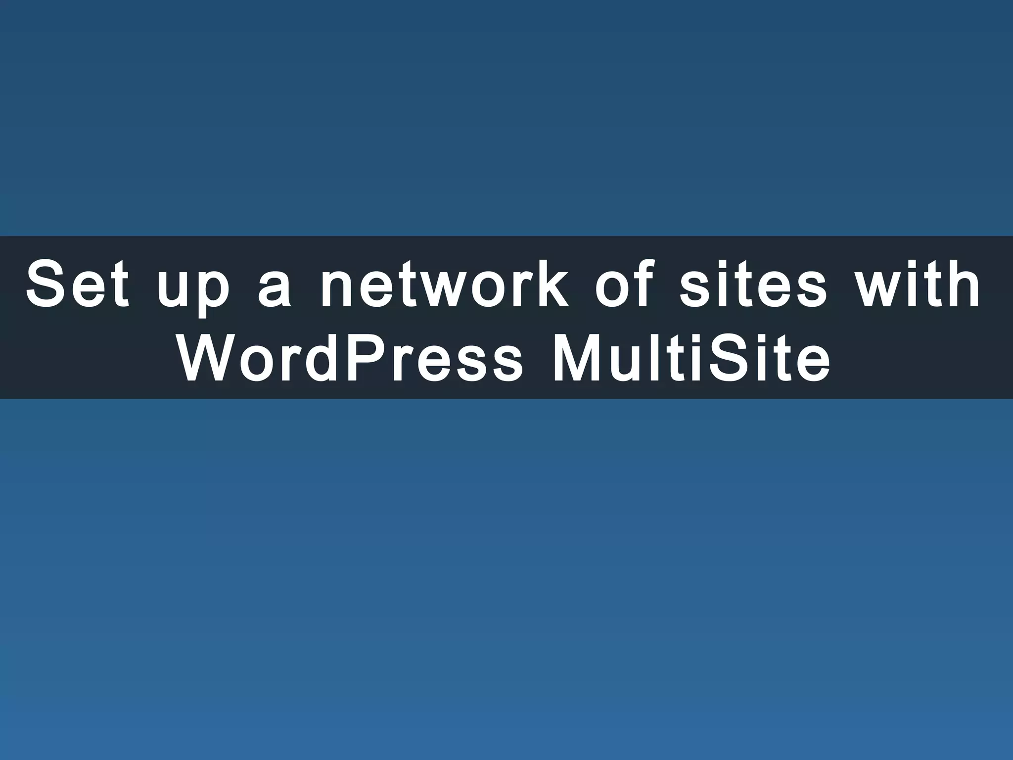 Set up a network of sites with
WordPress MultiSite
 