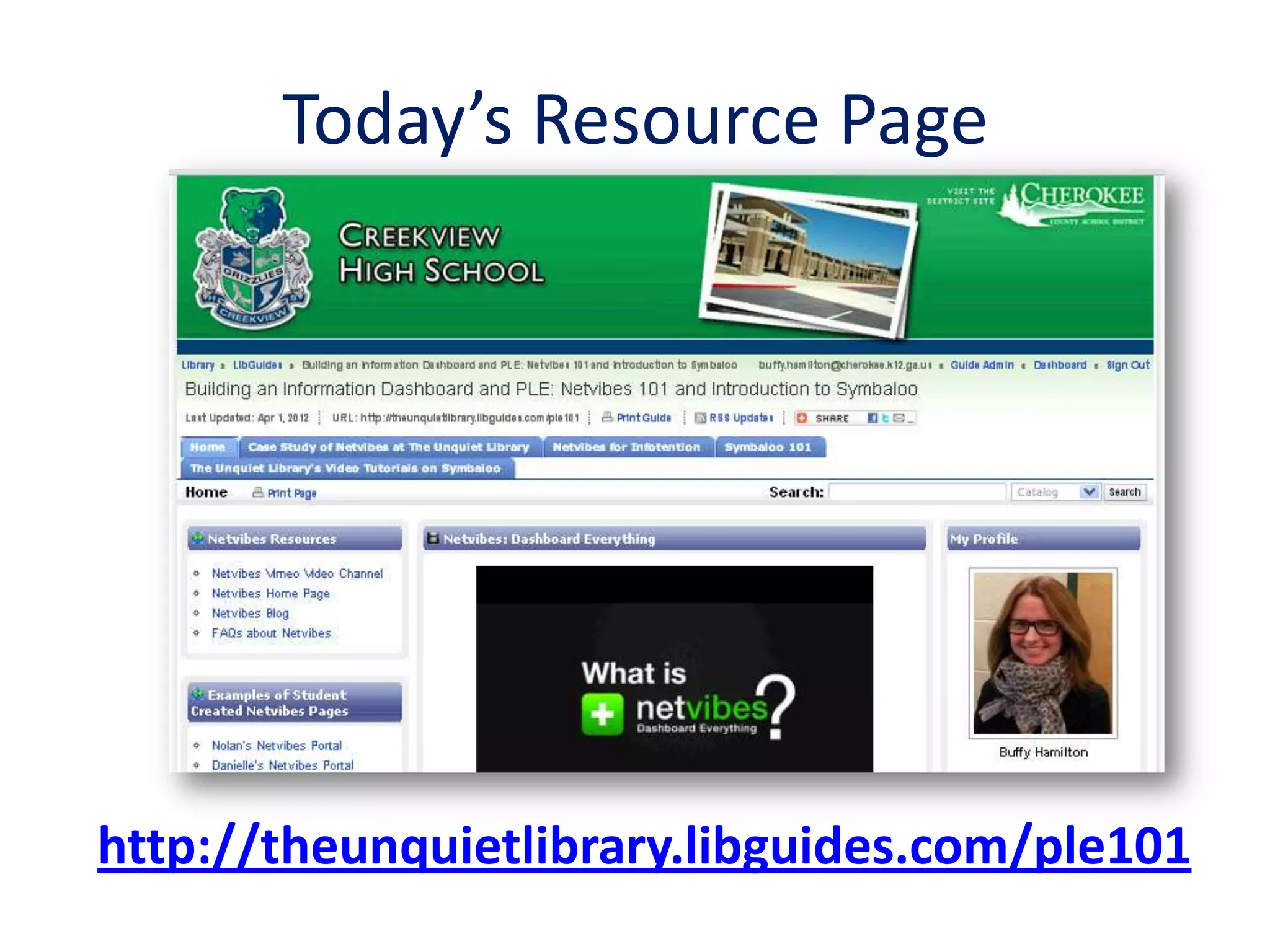 Today’s Resource Page
http://theunquietlibrary.libguides.com/ple101
