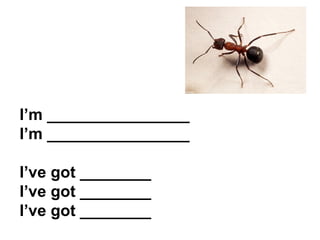 I’m ________________ I’m ________________ I’ve got ________ I’ve got ________ I’ve got ________