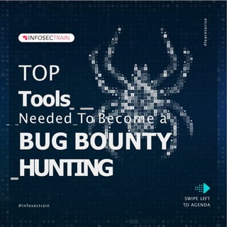 #
l
e
a
r
n
t
o
r
i
s
e
TOP
BUG BOUNTY
HUNTING
Tools
Needed To Become a
SWIPE LEFT
TO AGENDA
@infosectrain
 