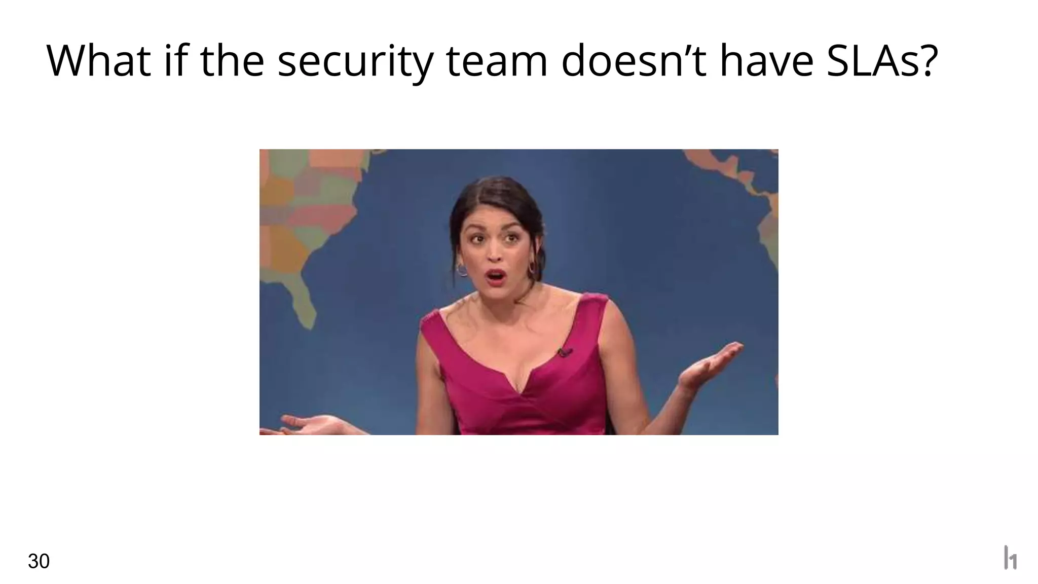 What if the security team doesn’t have SLAs?
30
 