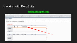 Hacking with BurpSuite
Setting the right Scope
 
