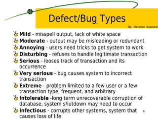 bug vs. defect: definition, examples, and differences... Defect Management on BugDay Bangkok 2009 | PDF