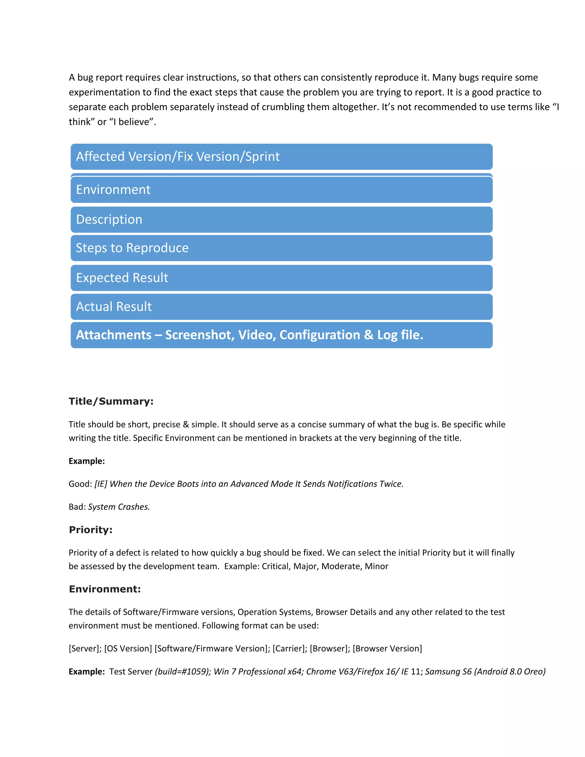 Bug Reporting Template PDF Bug Reporting Template PDF