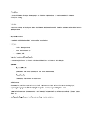 Bug Reporting Template | PDF