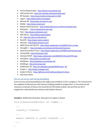 100 bugs in Open Source C/C++ projects | PDF