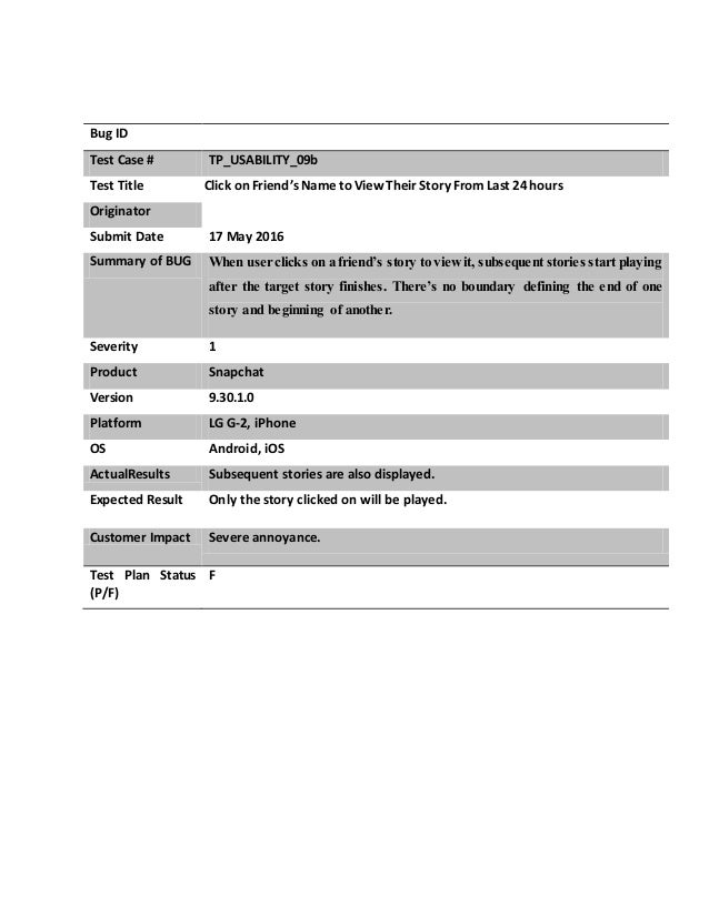 Snapchat Bug Reporting