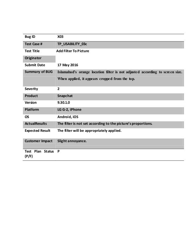 Snapchat Bug Reporting