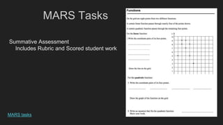 MARS Tasks
MARS tasks
Summative Assessment
Includes Rubric and Scored student work
 
