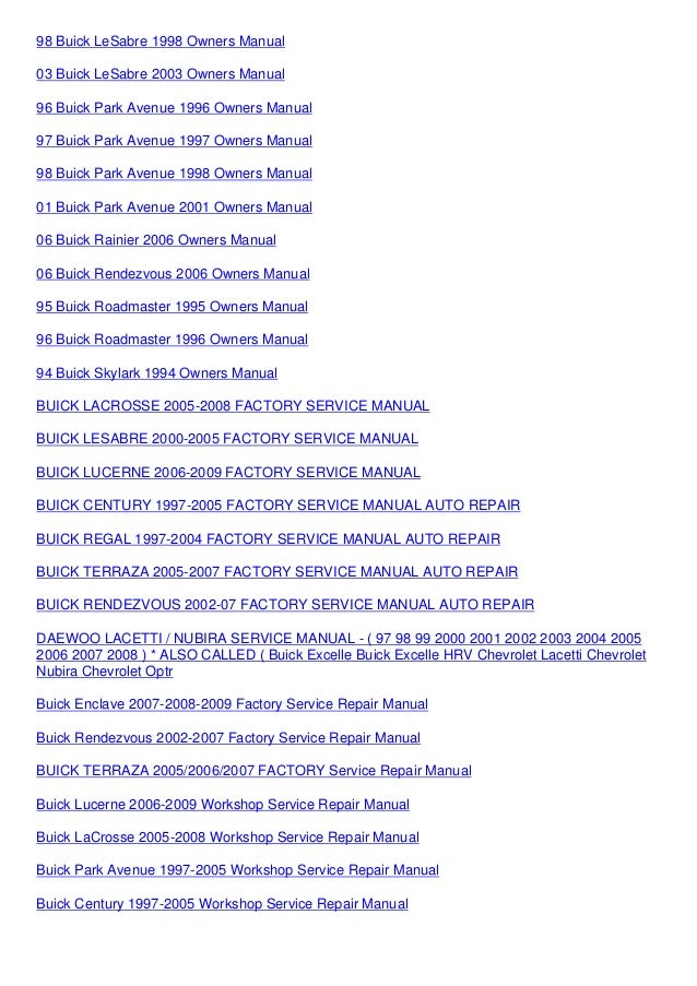 2002 buick century repair manual free download