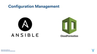 Configuration Management
https://www.ansible.com 
https://aws.amazon.com/cloudformation
 