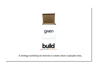 A strategy workshop for brands to create value in peoples lives...
 