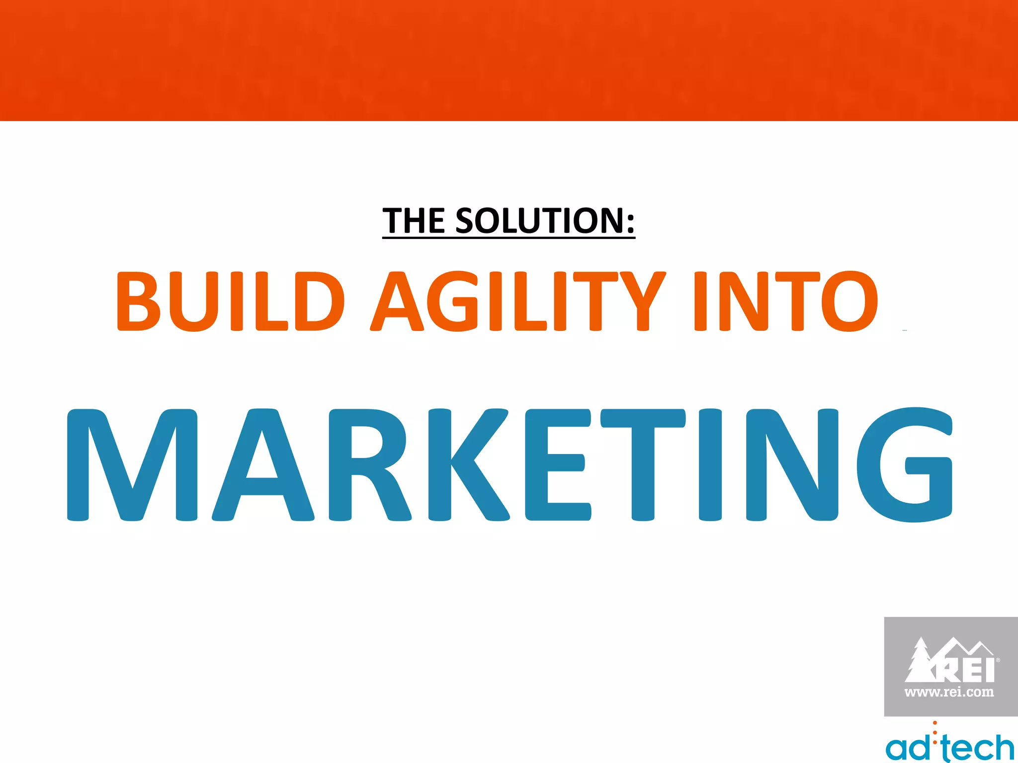 THE SOLUTION:

BUILD AGILITY INTO    SEARCH




MARKETING
 