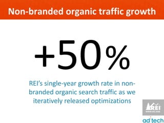 Aggregate organic traffic growth




    +96 %
   Overall growth rate of organic search
  traffic during the two-year swit...