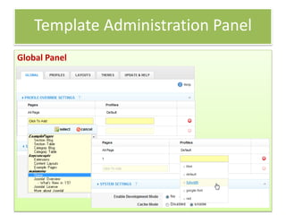 Template Administration Panel
Global Panel
 