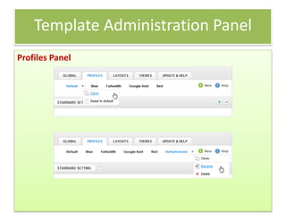 Template Administration Panel
Profiles Panel
 