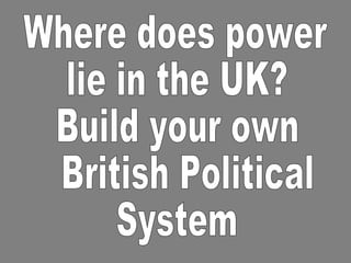 Where does power  lie in the UK? Build your own British Political  System 