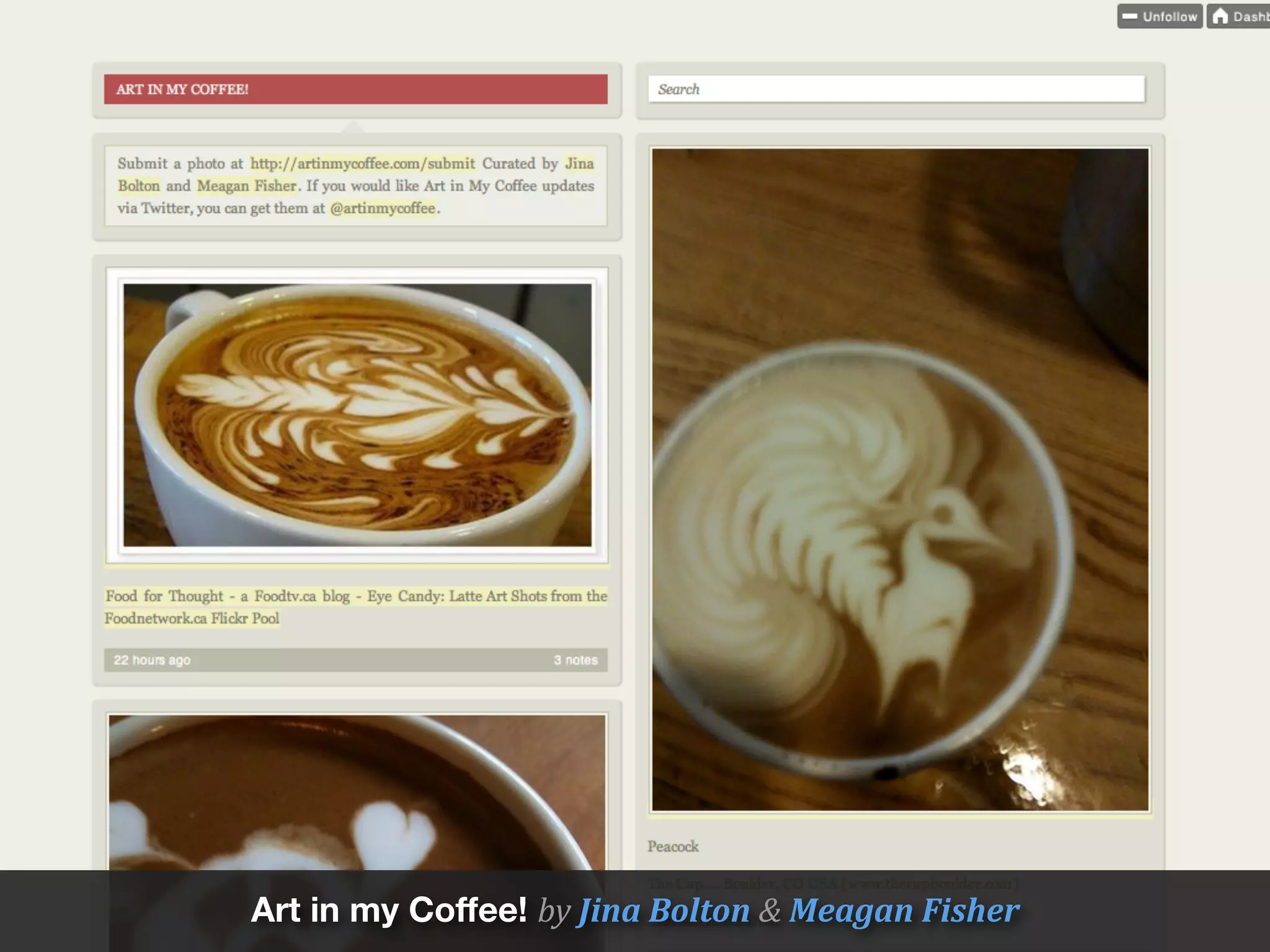 Art in my Coffee! by	
  Jina	
  Bolton	
  &	
  Meagan	
  Fisher
 
