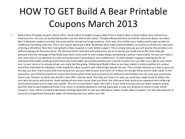 Coupon for build a bear printable