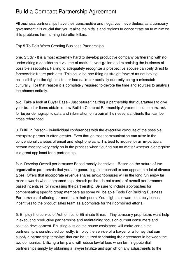 Build a Compact Partnership Agreement