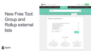 @spyfu @mrspy
New Free Tool:
Group and
Rollup external
lists
 