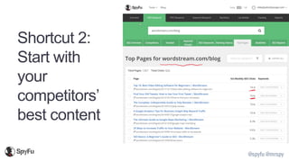 @spyfu @mrspy
Shortcut 2:
Start with
your
competitors’
best content
 