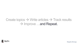 @spyfu @mrspy
Create topics → Write articles → Track results
→ Improve …and Repeat.
 