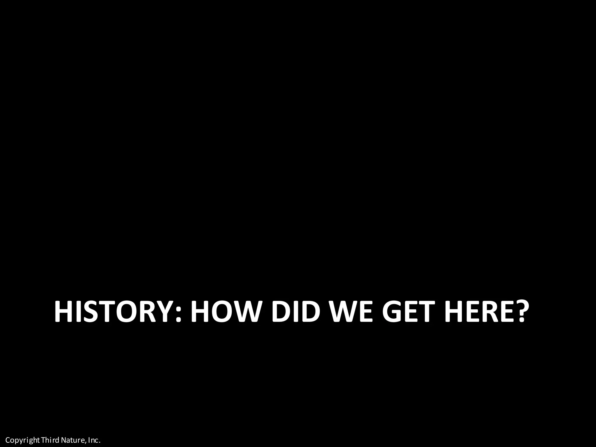 CopyrightThird Nature,Inc.
HISTORY: HOW DID WE GET HERE?
 