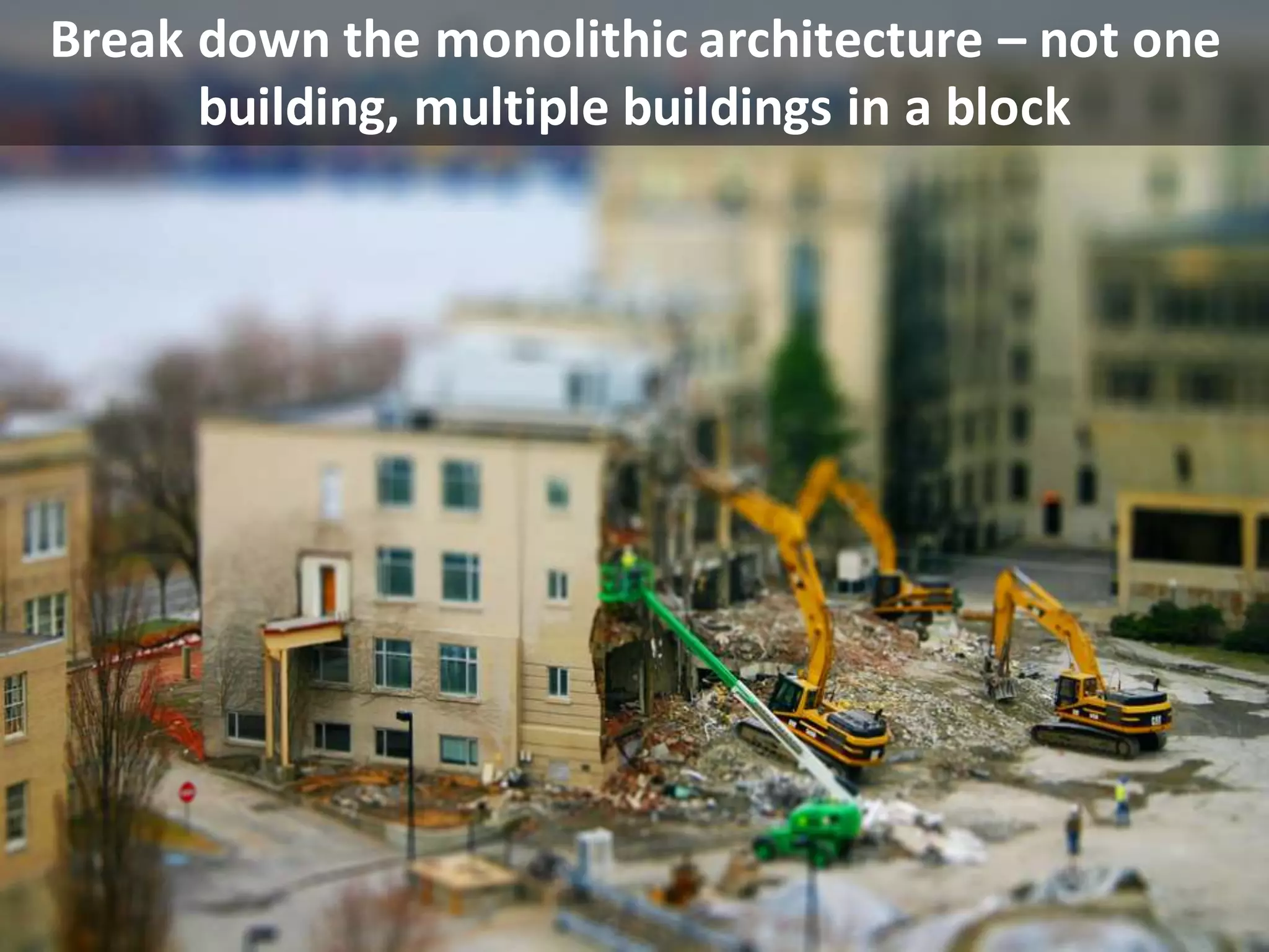 CopyrightThird Nature,Inc.
Break down the monolithic architecture – not one
building, multiple buildings in a block
 
