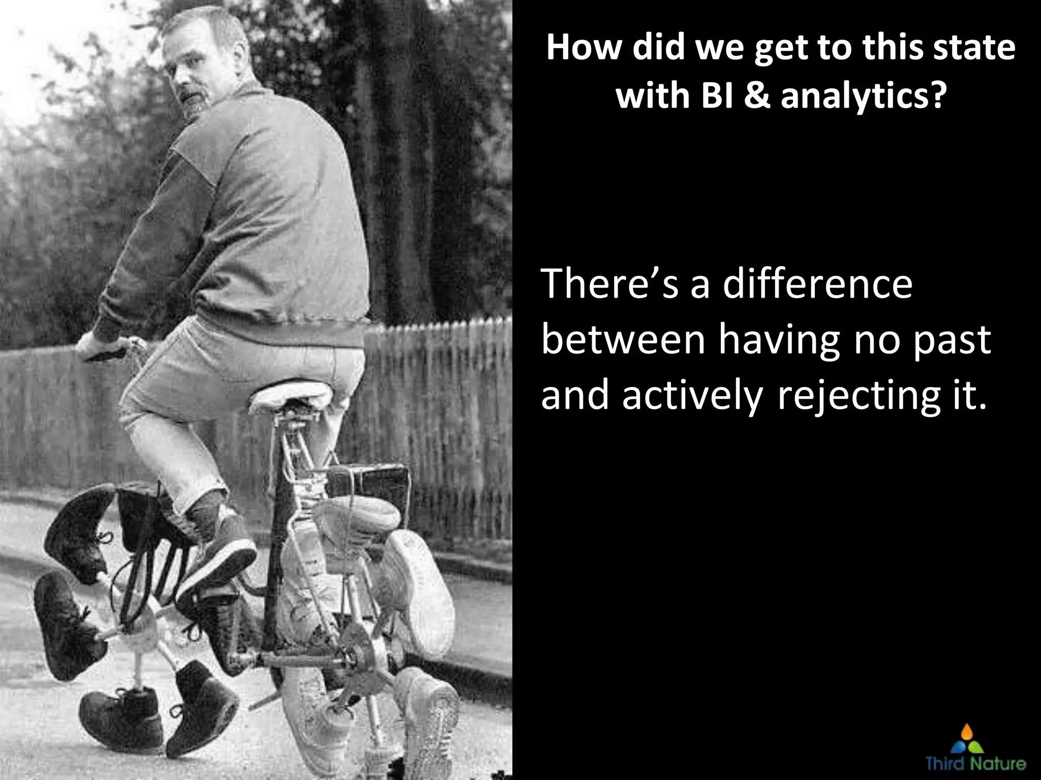 © Third Nature Inc.
How did we get to this state
with BI & analytics?
There’s a difference
between having no past
and actively rejecting it.
 