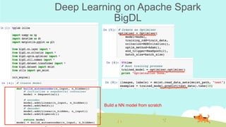 Deep Learning on Apache Spark
BigDL
Build a NN model from scratch	
 