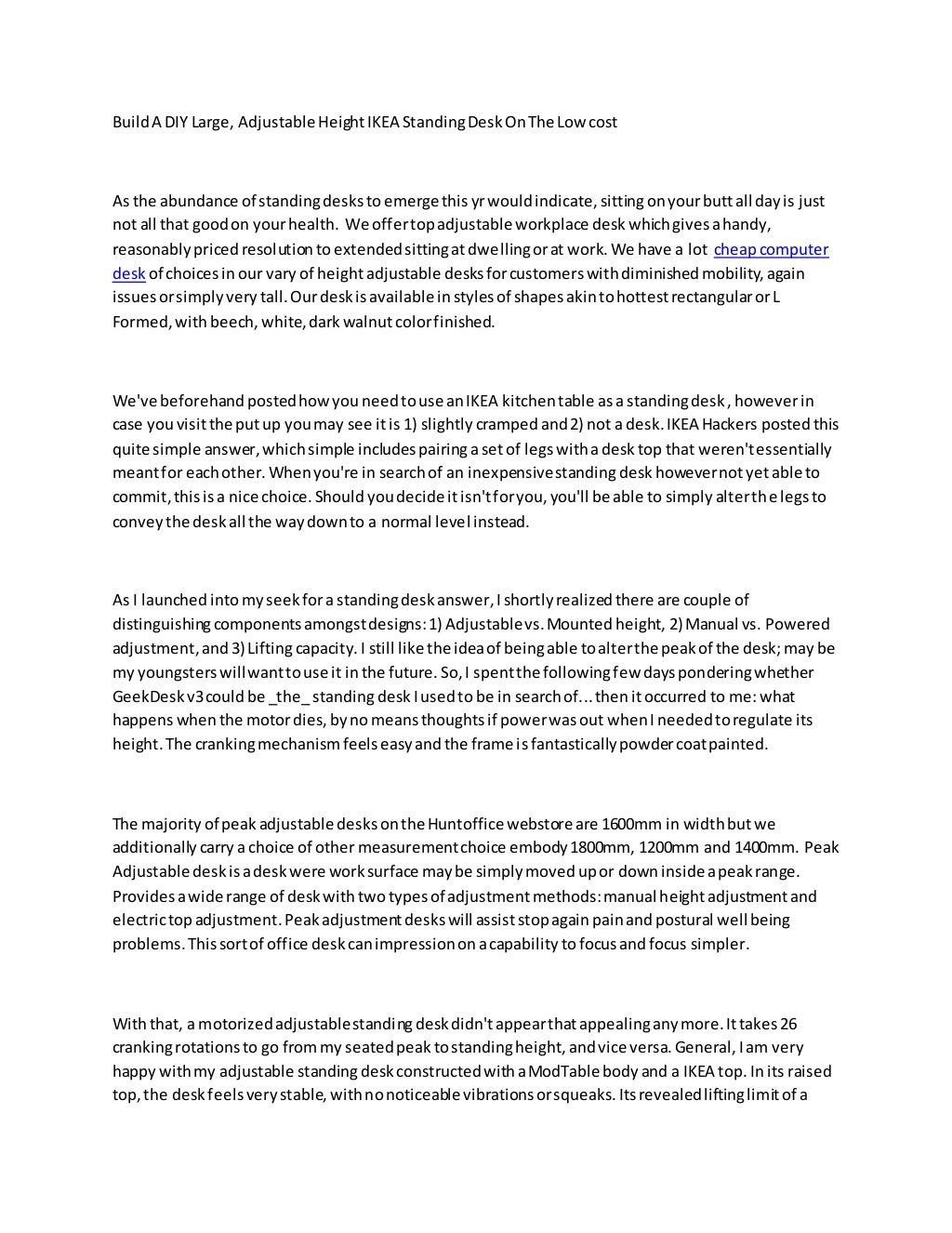 Build a diy large, adjustable height ikea standing desk on the low cost