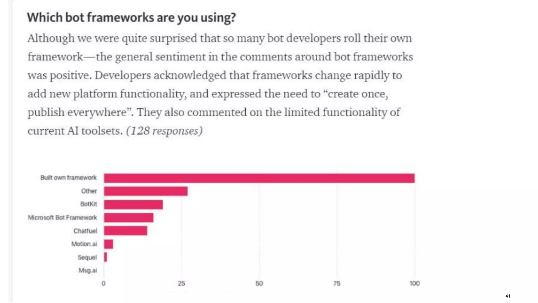 © 2016 Cisco and/or its affiliates. All rights reserved. Cisco Public 41
Bot Frameworks survey
 