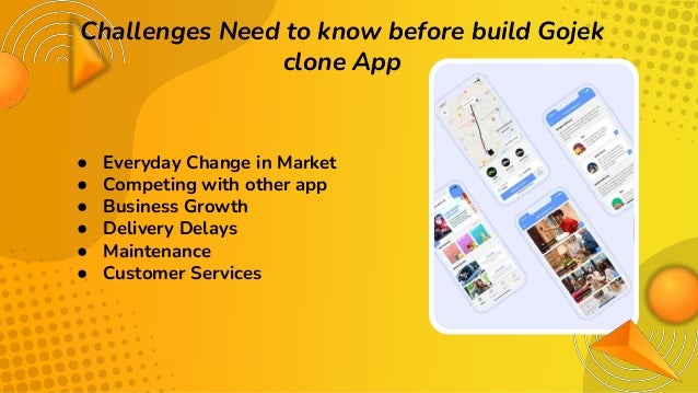 ● Everyday Change in Market
● Competing with other app
● Business Growth
● Delivery Delays
● Maintenance
● Customer Services
Challenges Need to know before build Gojek
clone App
 