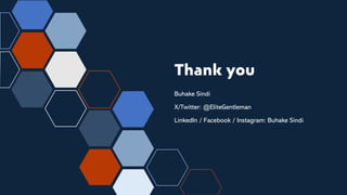 Thank you
Buhake Sindi
X/Twitter: @EliteGentleman
LinkedIn / Facebook / Instagram: Buhake Sindi
 