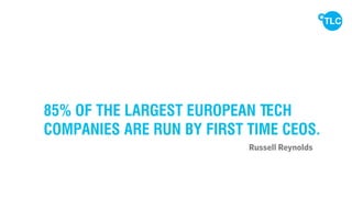 Russell Reynolds
85% of the largest European Tech
companies are run by first time CEOs.
 