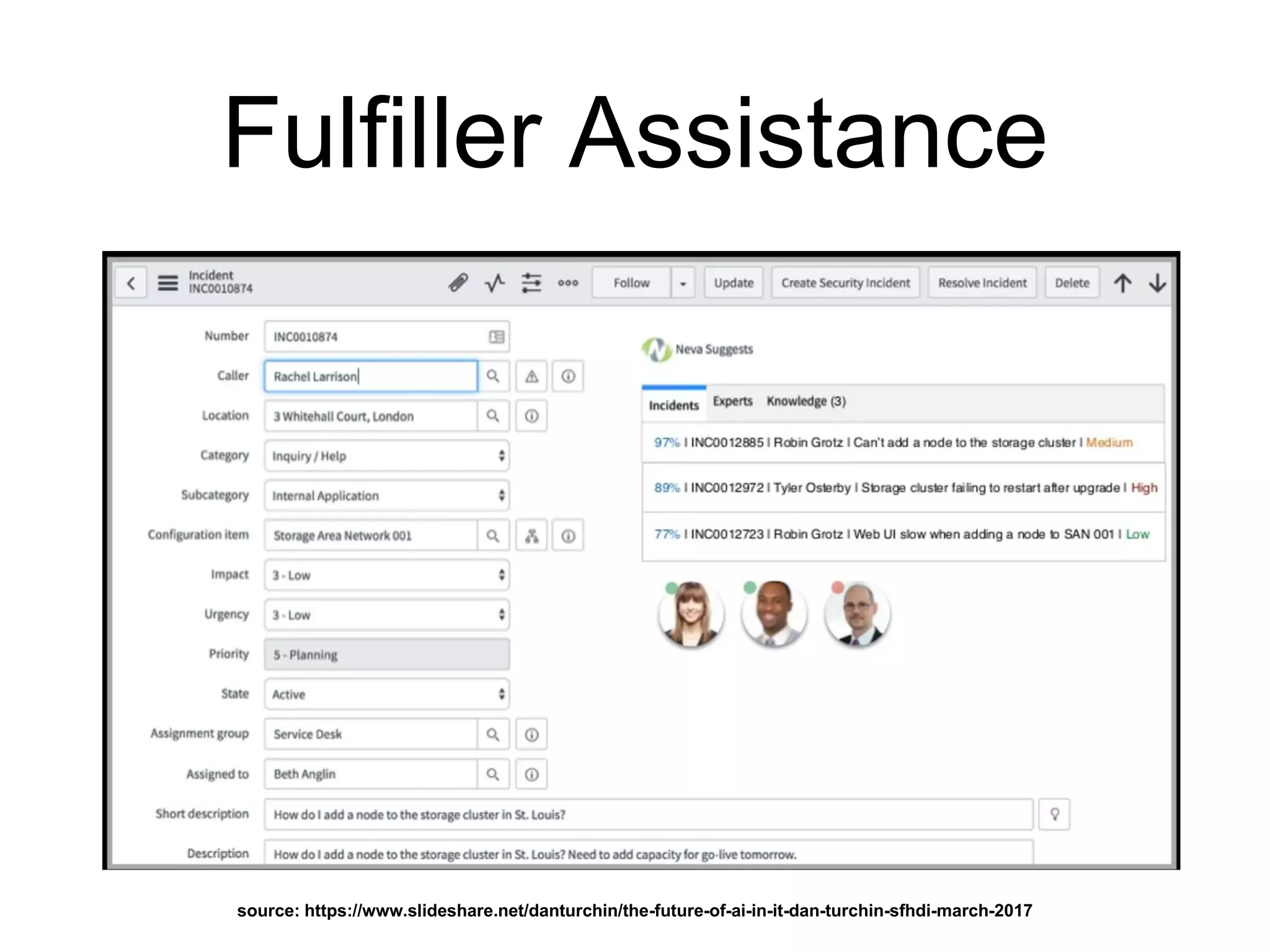 Fulfiller Assistance
source: https://www.slideshare.net/danturchin/the-future-of-ai-in-it-dan-turchin-sfhdi-march-2017
 