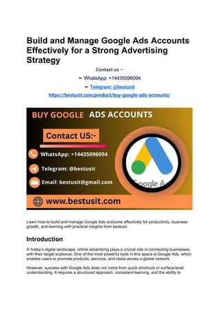 Mastering Google Ads Account Management for Business Growth and ...