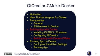Build and run embedded apps faster from qt creator with docker | PDF