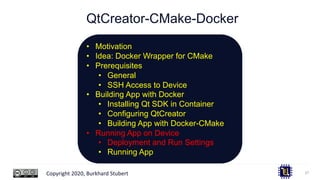 Build and run embedded apps faster from qt creator with docker | PDF