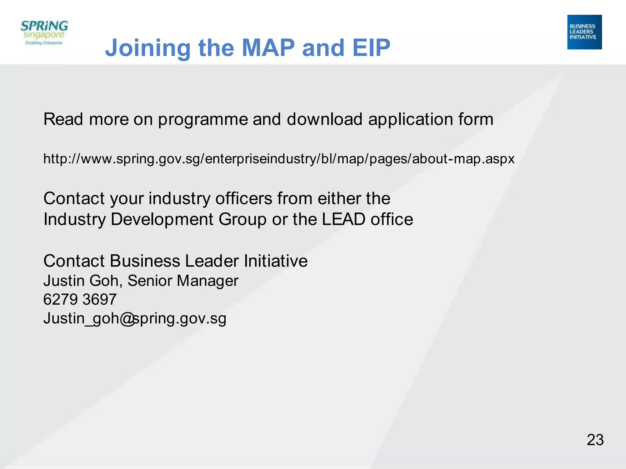 Enterprise Internship Programme (EIP)Mentorship by senior management (~ 2hrs per month)