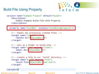 June 11th & 12th, Melbourne, AustraliaMeet.Share.Learn.Connect @AusLUG #@Inform2015
Build File Using Property
 