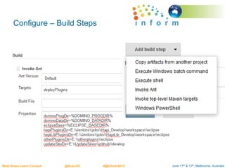 June 11th & 12th, Melbourne, AustraliaMeet.Share.Learn.Connect @AusLUG #@Inform2015
Configure – Build Steps
 