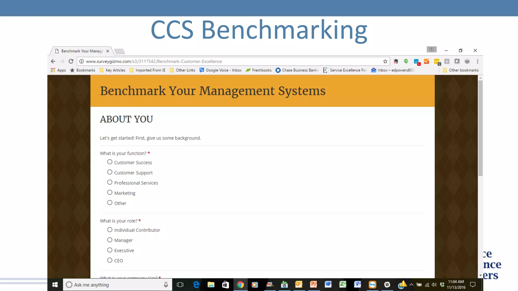 © 2016 Service Excellence Partners
CCS Benchmarking
 