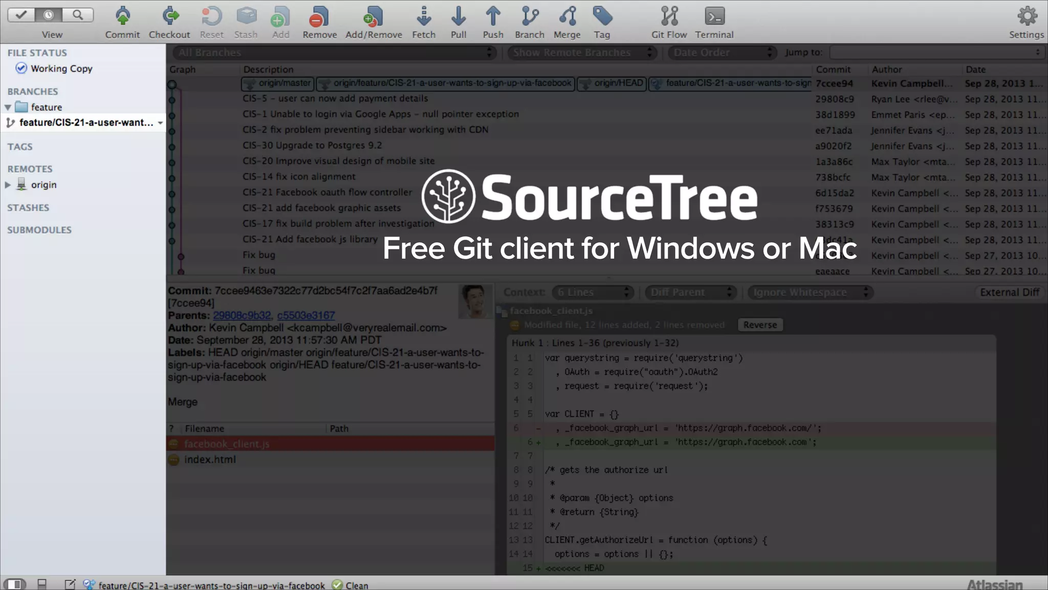 Free Git client for Windows or Mac

 
