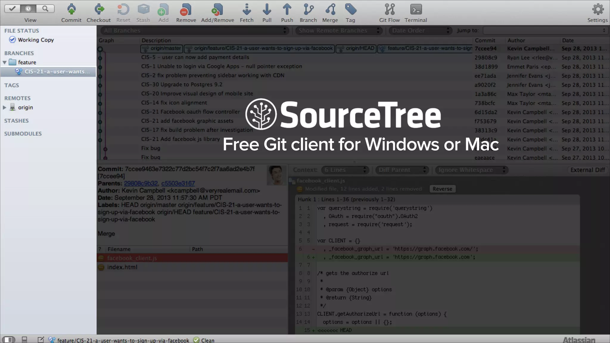 Free Git client for Windows or Mac

 