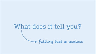 What does it tell you?
failing test = useless

 