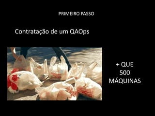 PRIMEIRO PASSO
Contratação de um QAOps
+ QUE
500
MÁQUINAS
 
